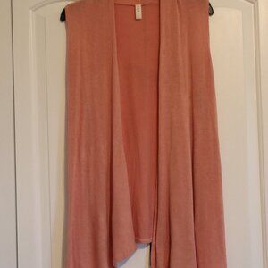 Luxe USA Draped Open Front Sleeveless Cardigan Duster Vest Dusty Rose Large